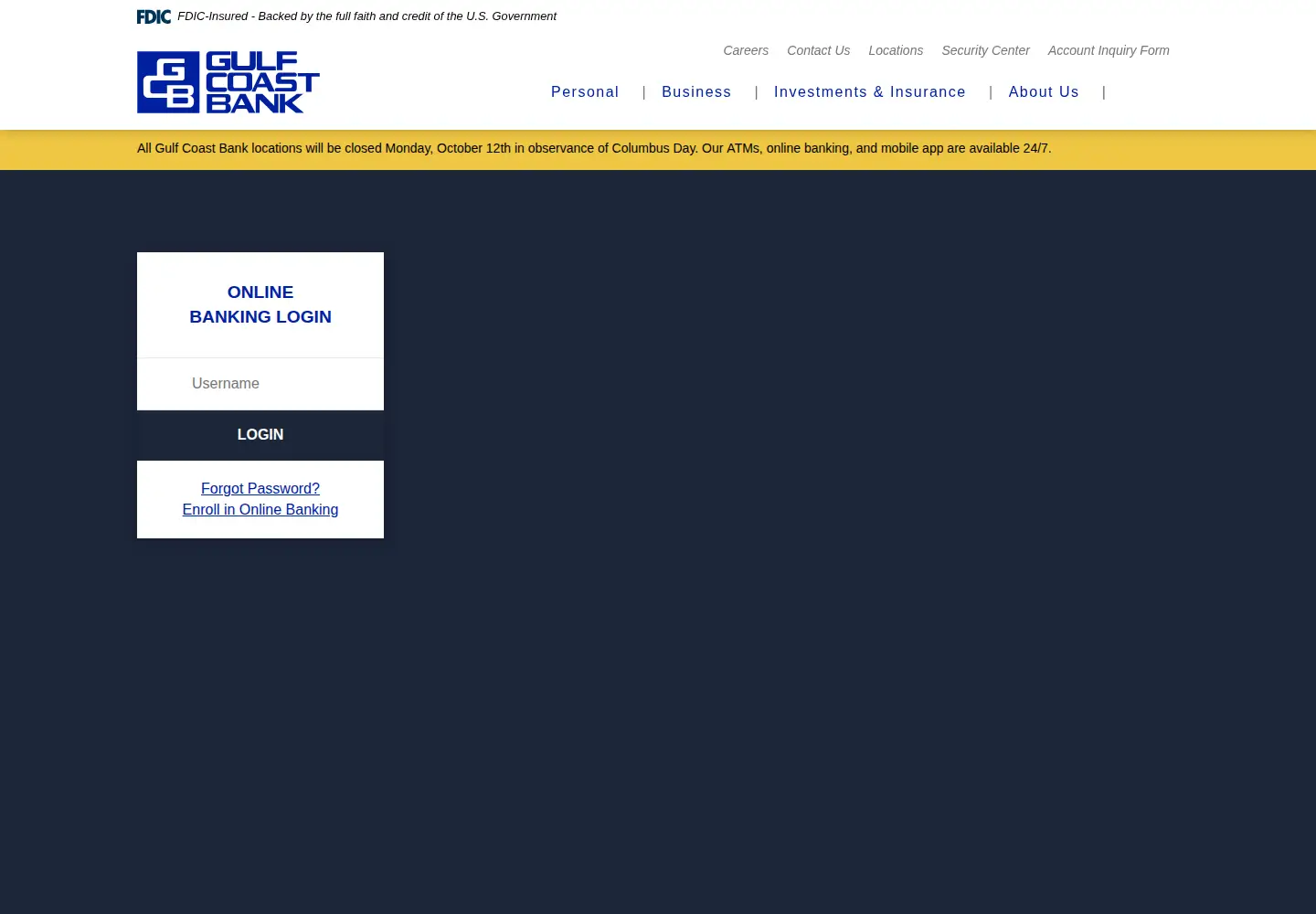 Screenshot of gcbank.com