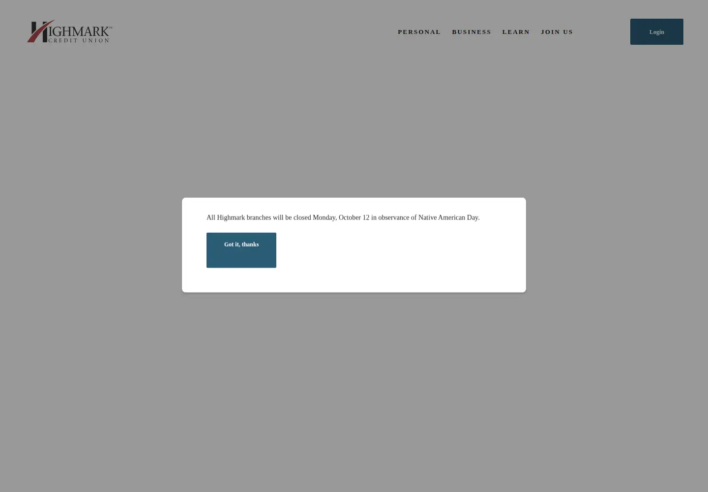 Screenshot of highmarkfcu.com