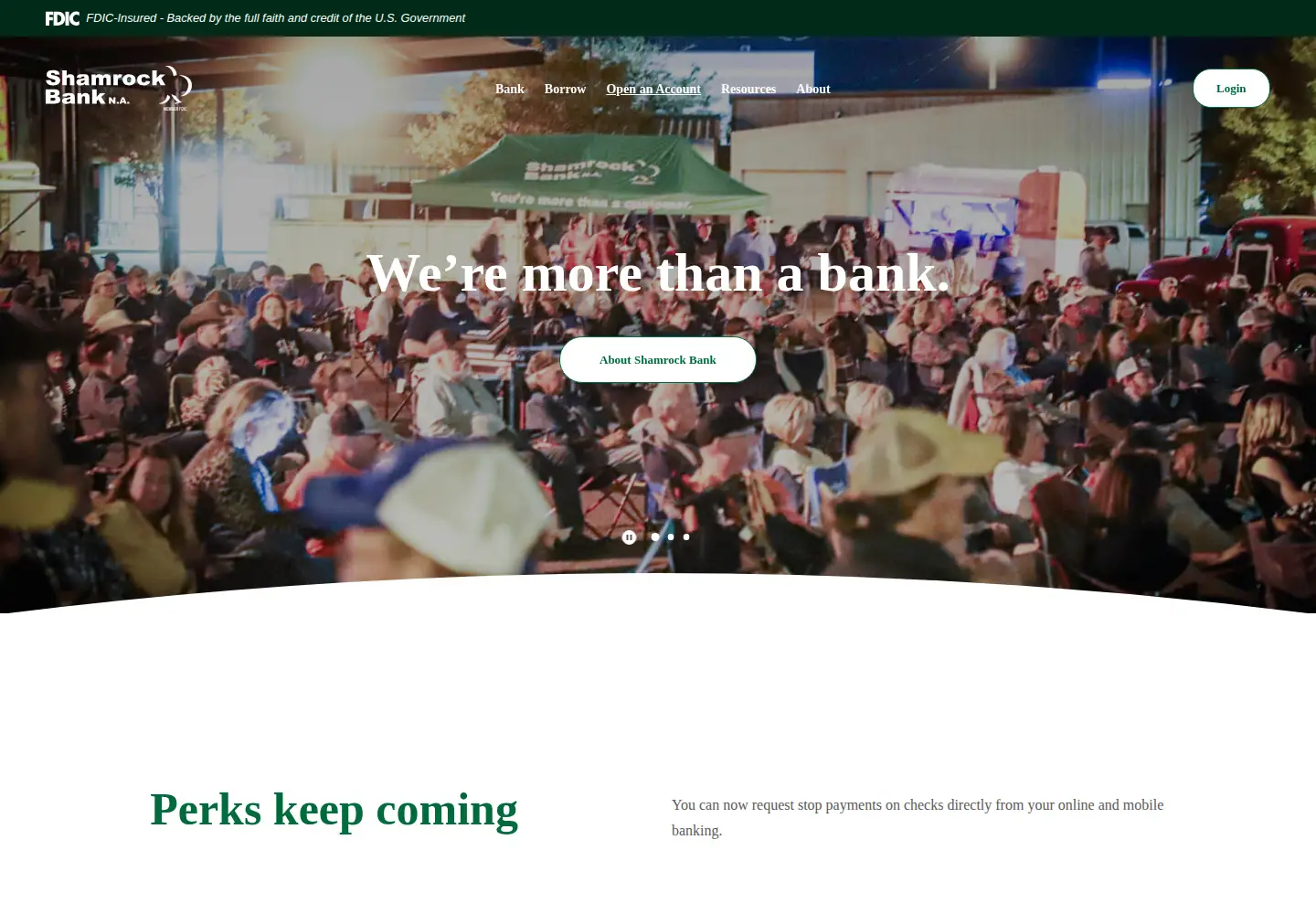 Screenshot of shamrockbank.com