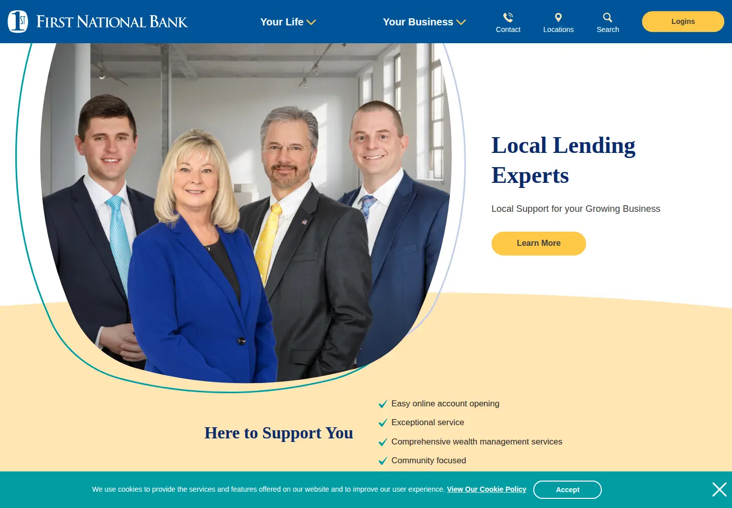 Screenshot of fnbhutch.bank
