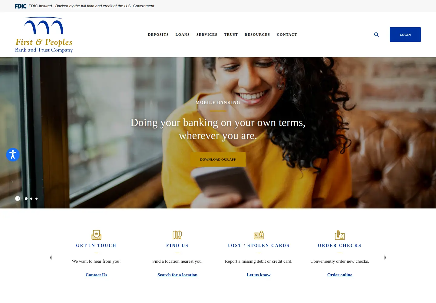 Captured homepage of firstandpeoplesbank.com in the current scan