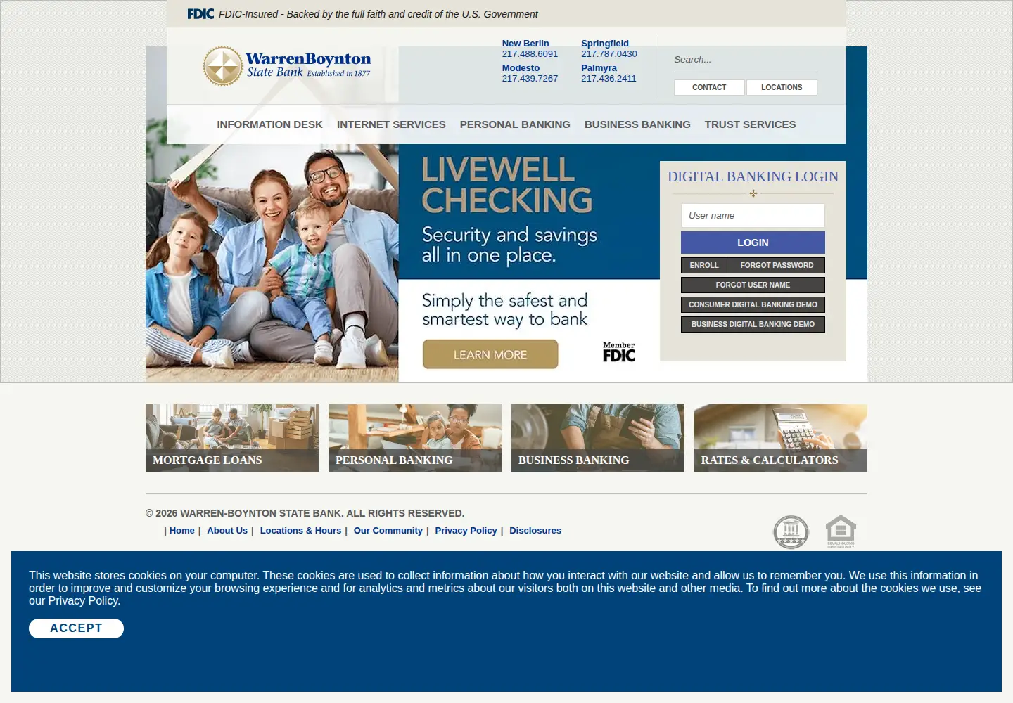 Captured homepage of wbsb.com in the current scan