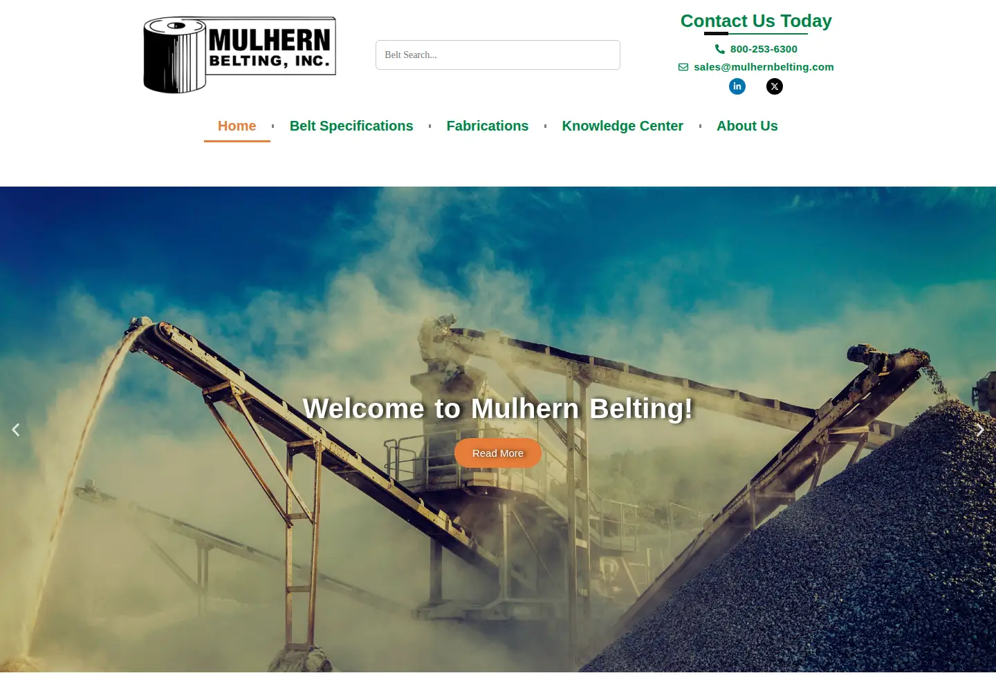 Screenshot of mulhernbelting.com