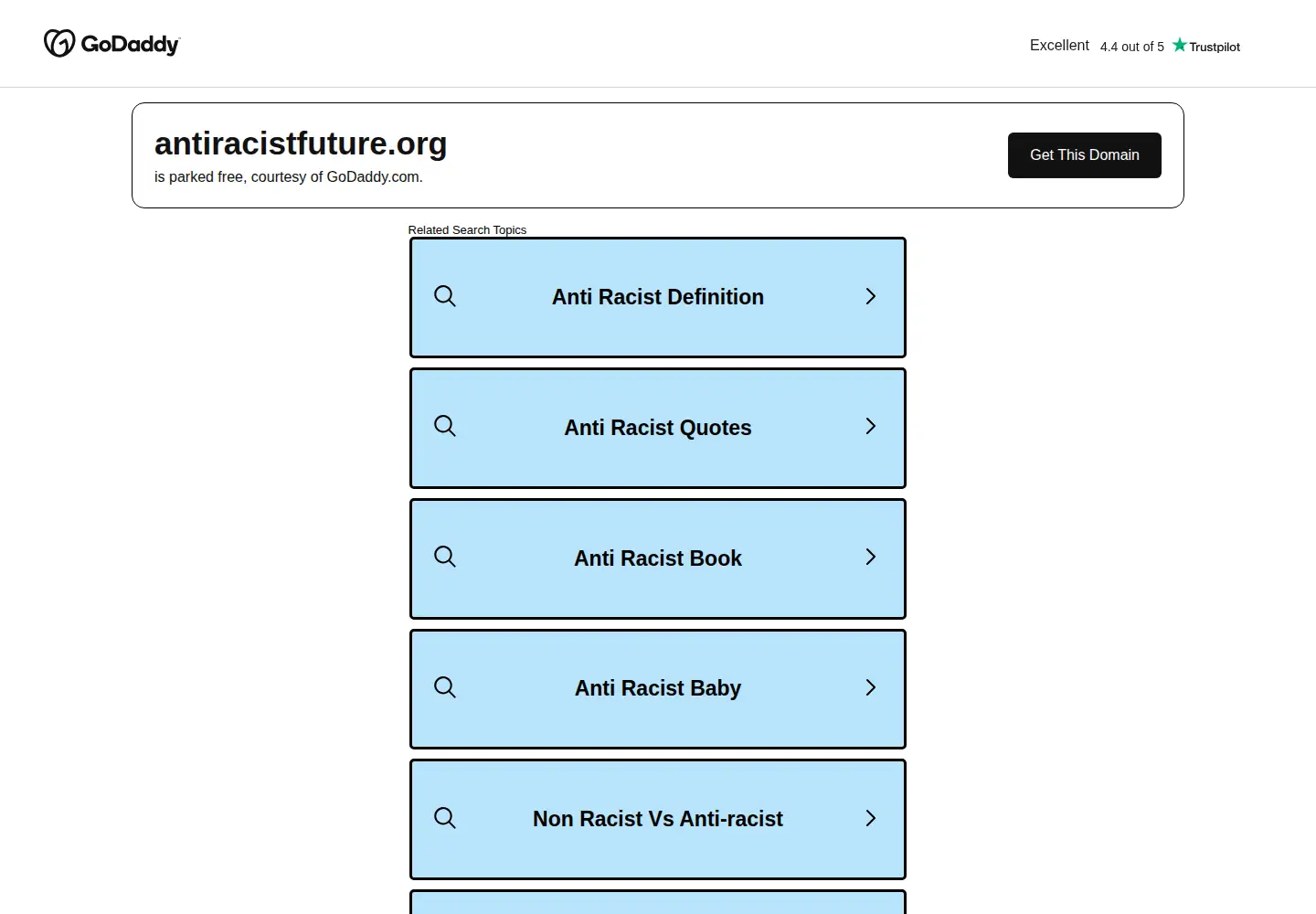 Captured homepage of antiracistfuture.org in the current scan