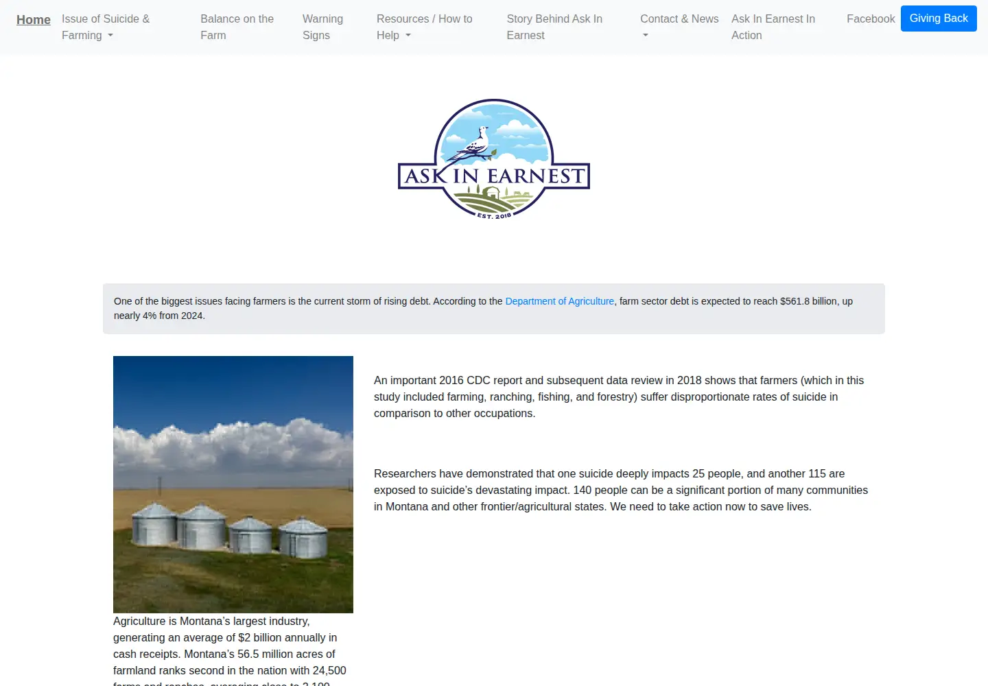 Screenshot of askinearnest.org