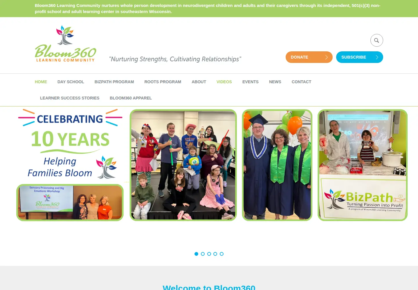 Captured homepage of bloom360.org in the current scan
