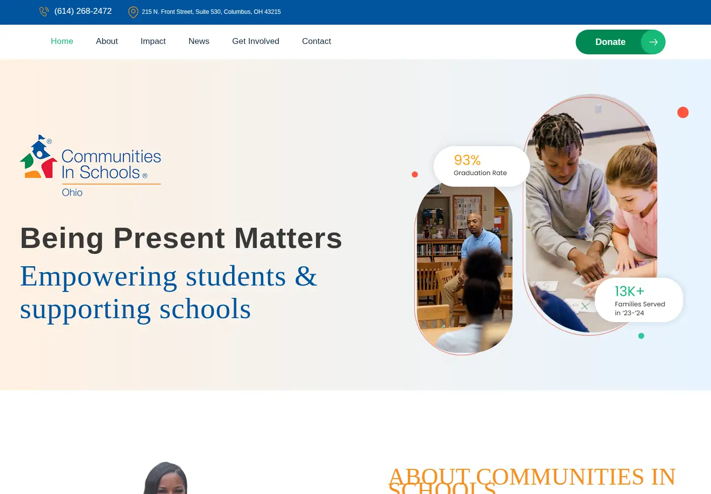 Captured homepage of ciskids.org in the current scan