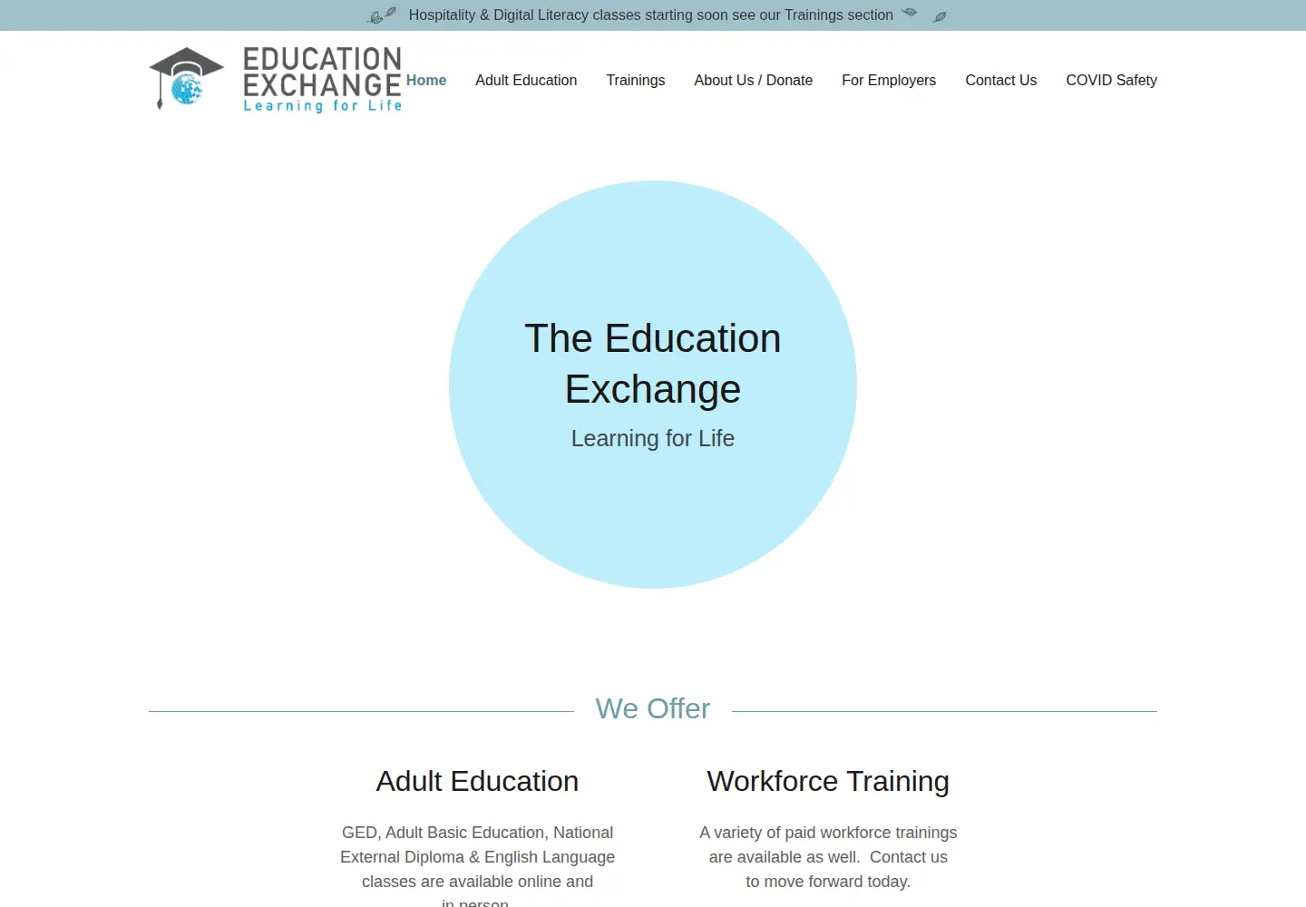 Captured homepage of edexri.org in the current scan
