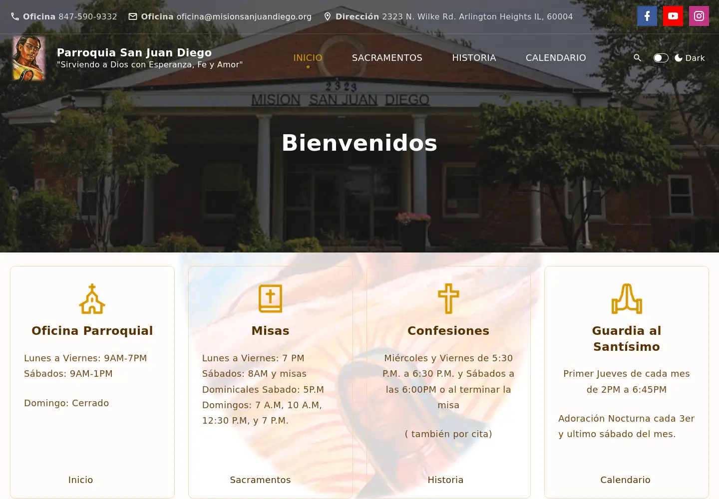 Captured homepage of misionsanjuandiego.org in the current scan