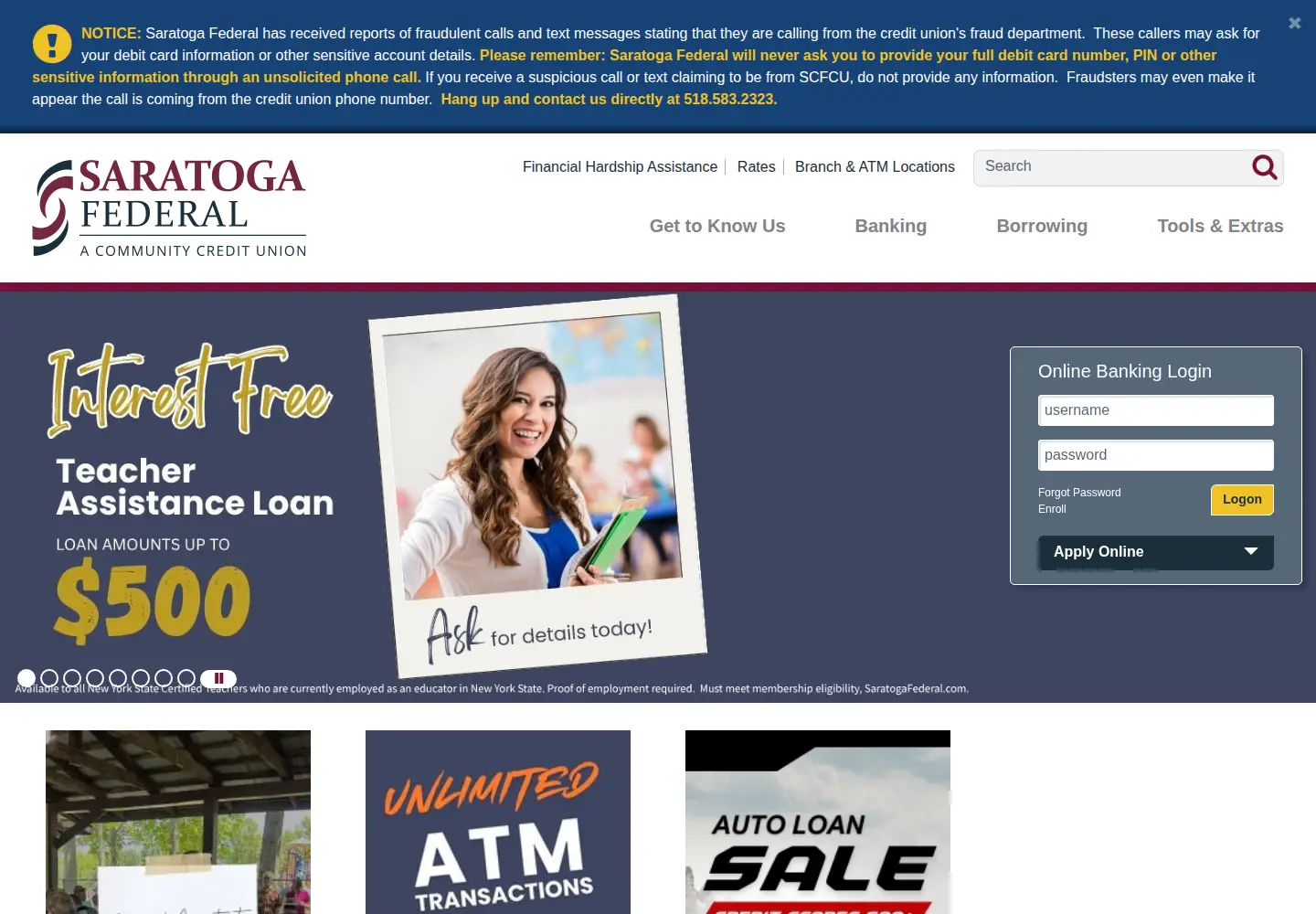 Screenshot of saratogafcu.org