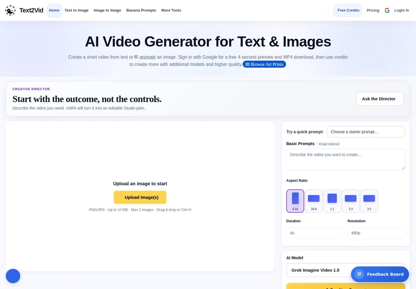 Screenshot of text2vid.org