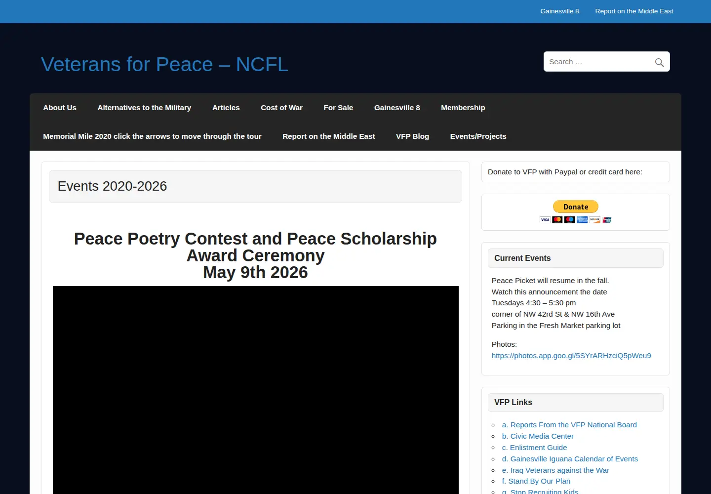 Screenshot of vfpgainesville.org