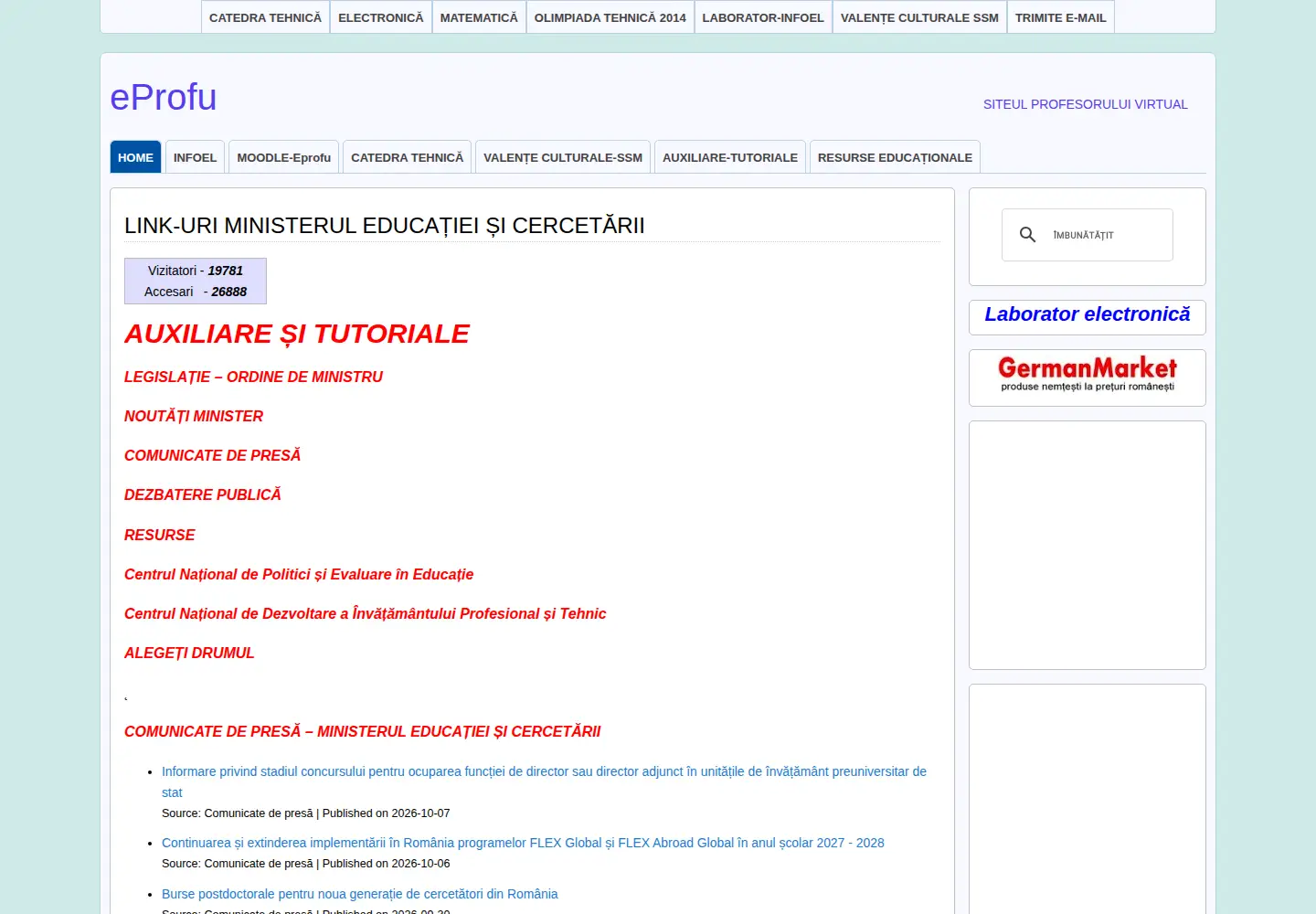 Screenshot of eprofu.ro