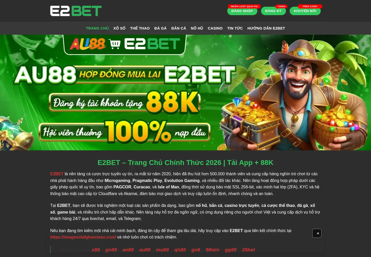 Captured homepage of e2bet.show in the current scan