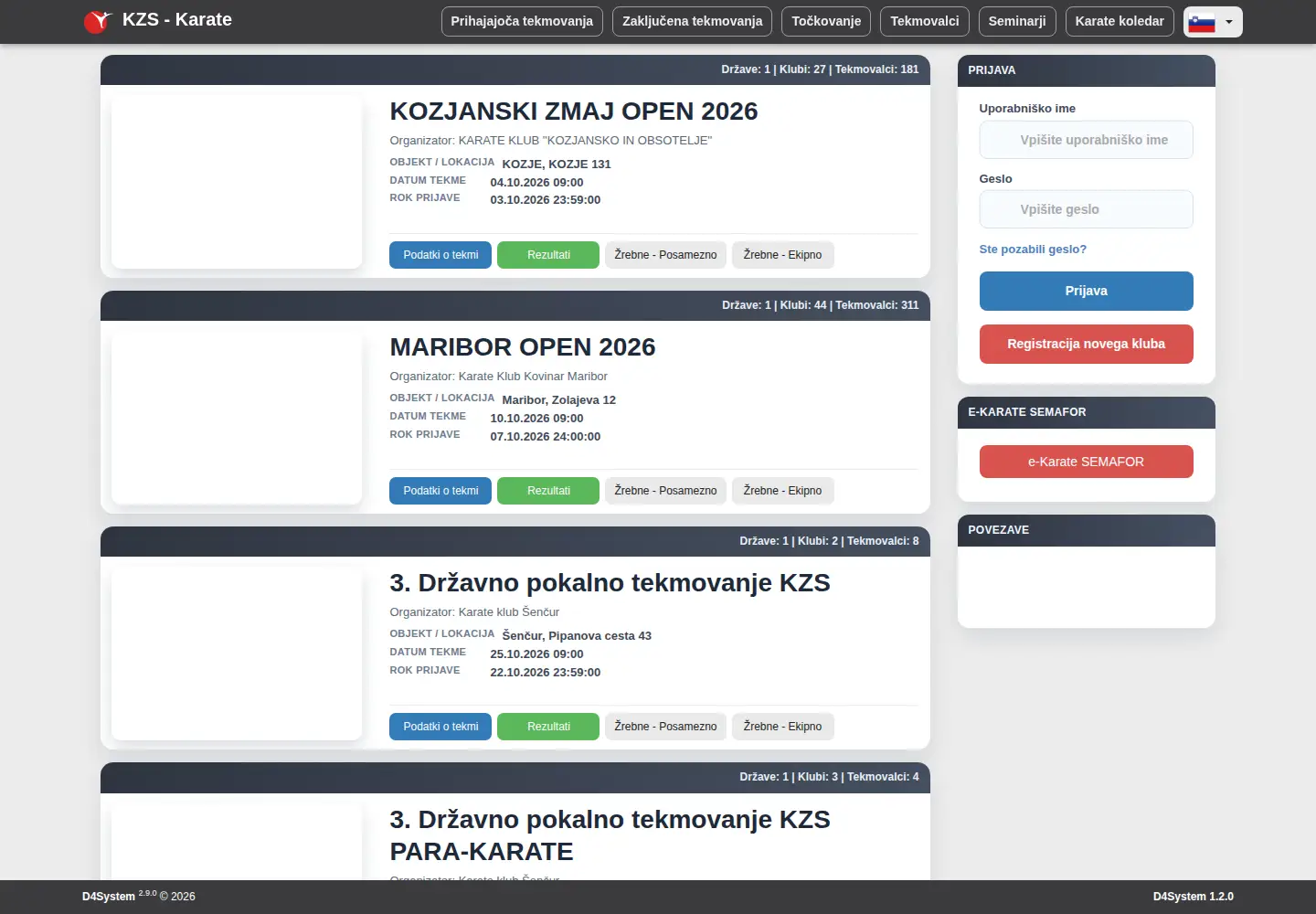 Screenshot of e-karate.si