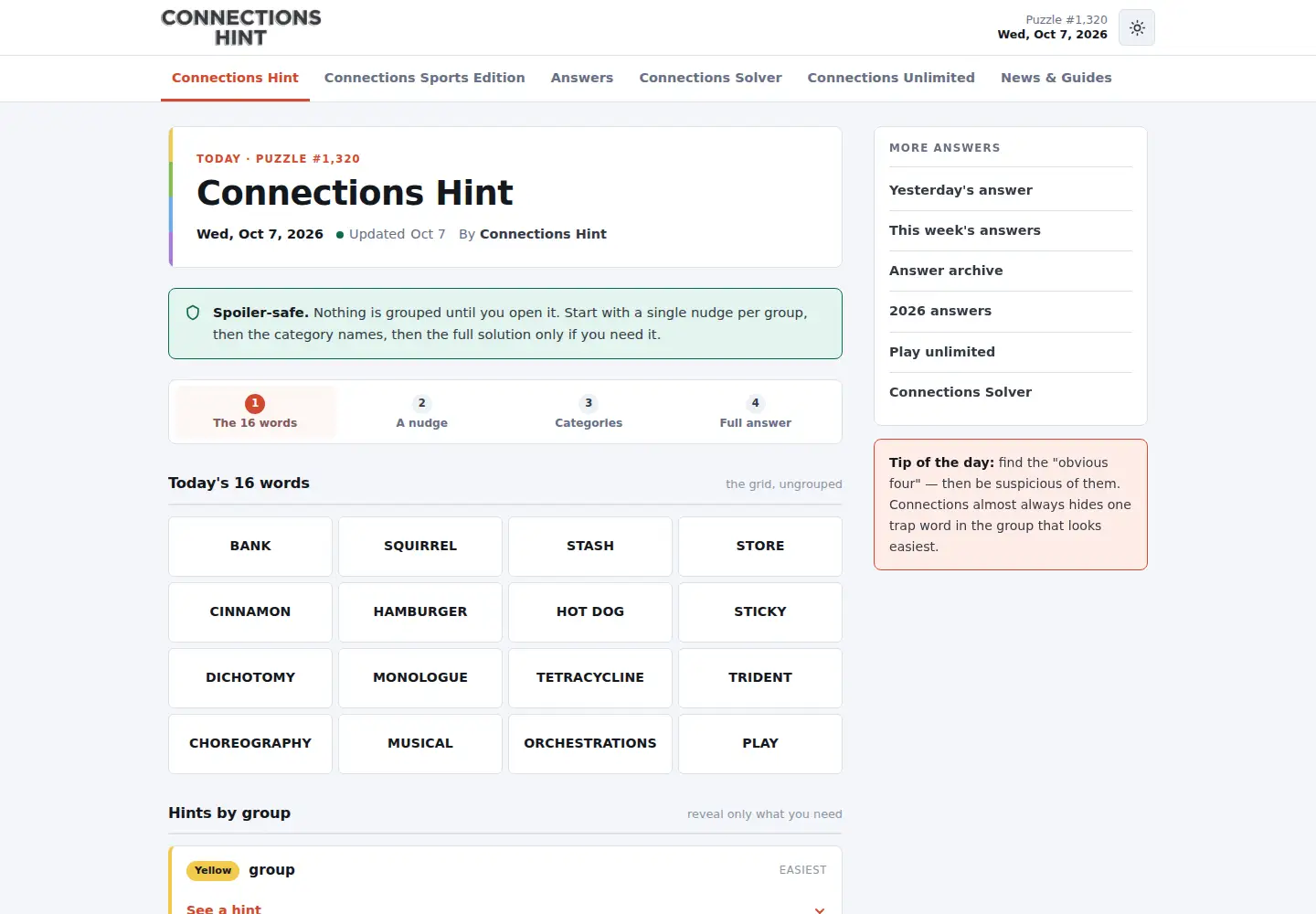 Screenshot of connectionshint.tips