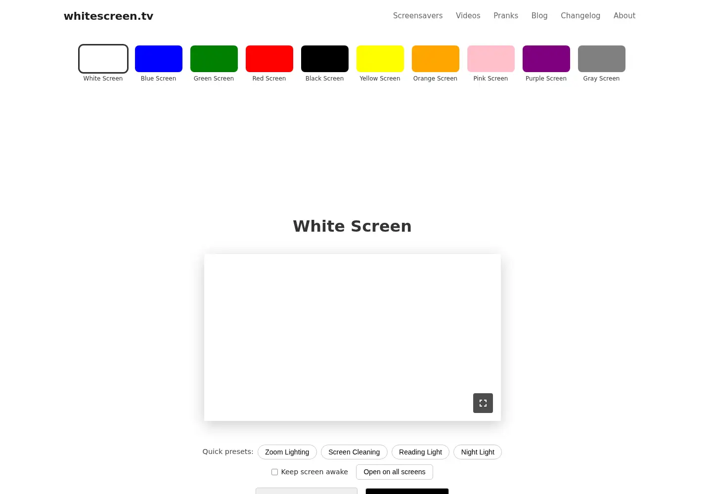Screenshot of whitescreen.tv