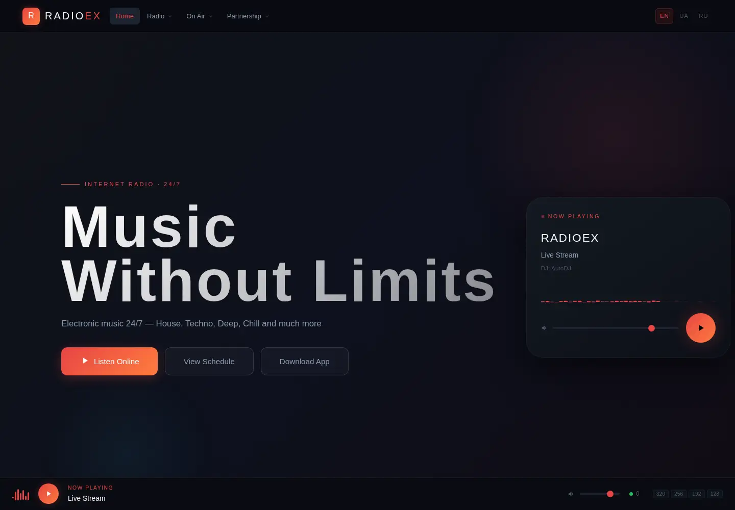Captured homepage of radioex.in.ua in the current scan