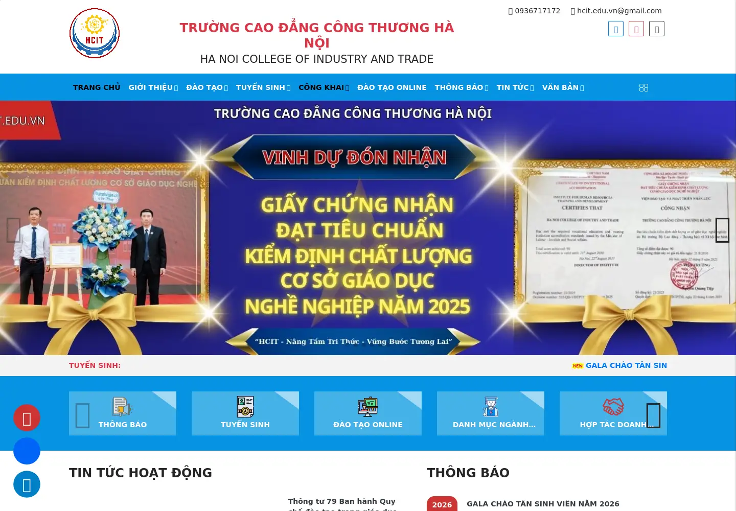 Screenshot of hcit.edu.vn