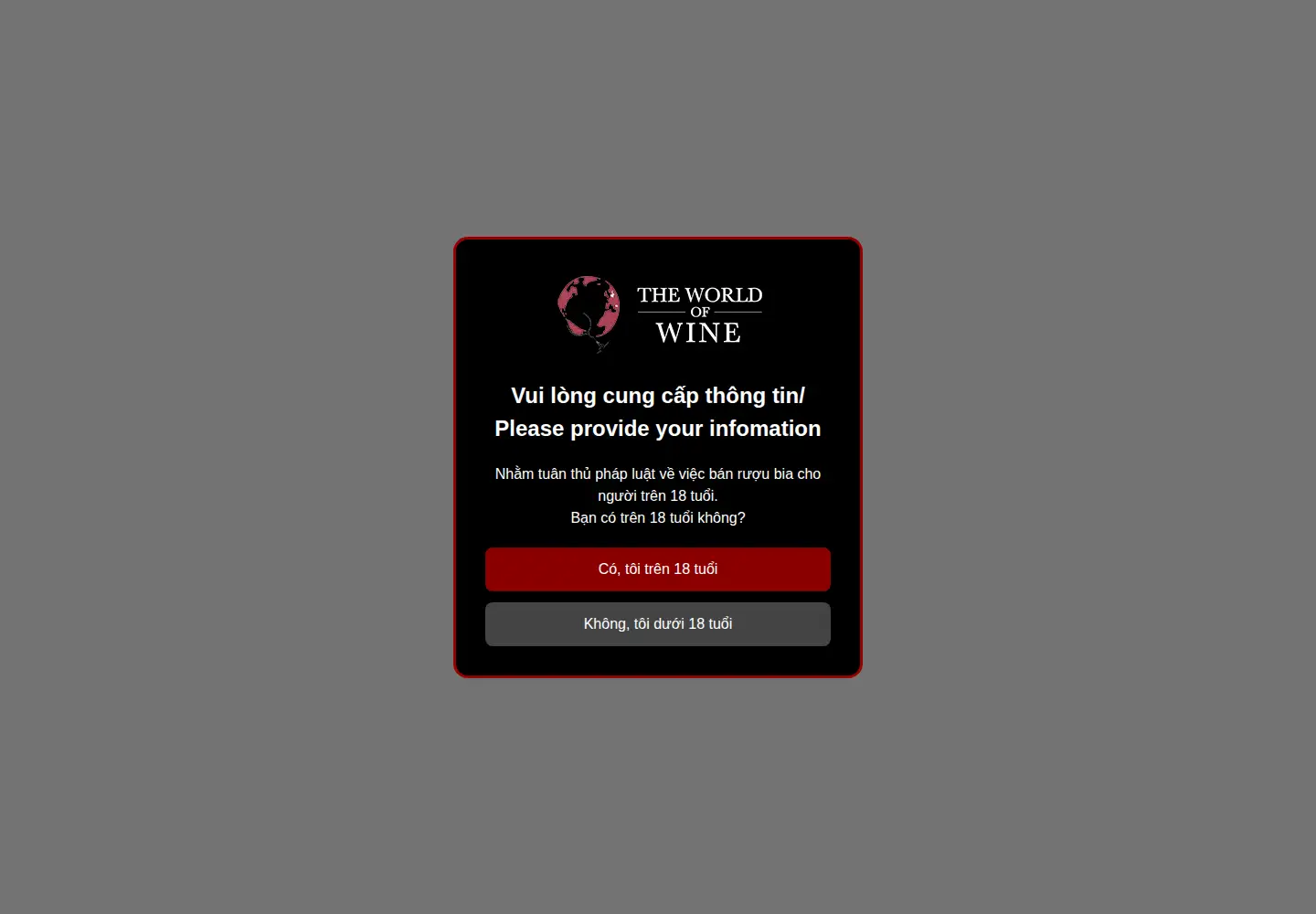 Screenshot of theworldofwine.vn