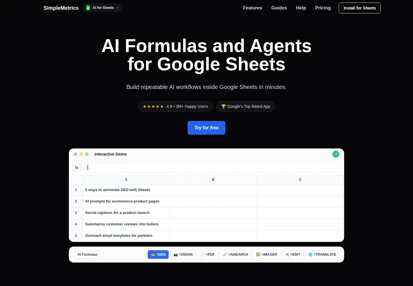 Screenshot of simplemetrics.xyz