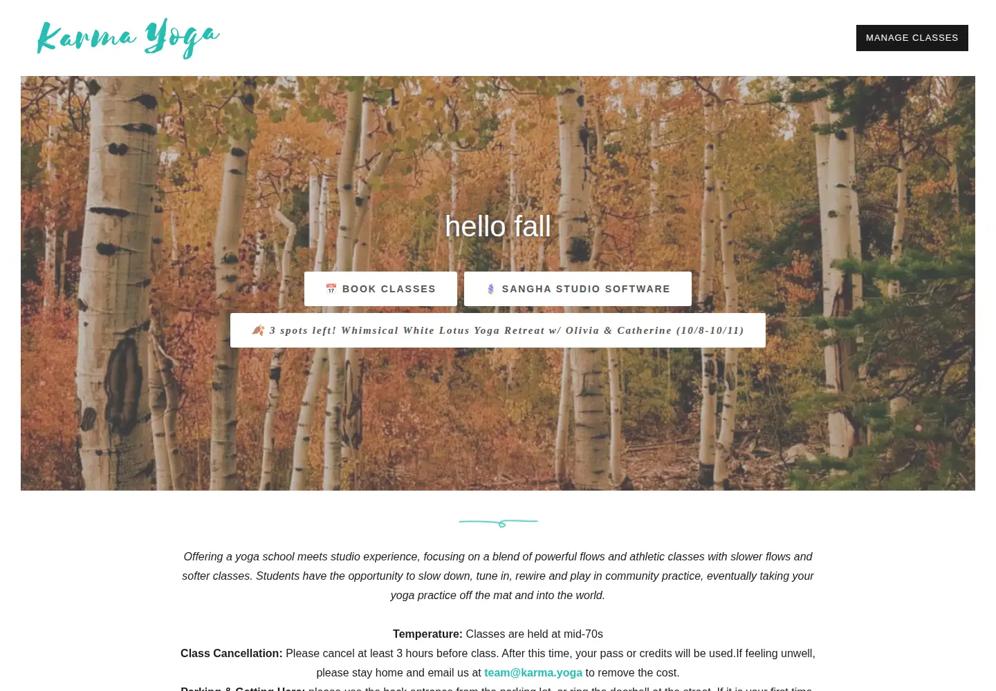 Screenshot of karma.yoga