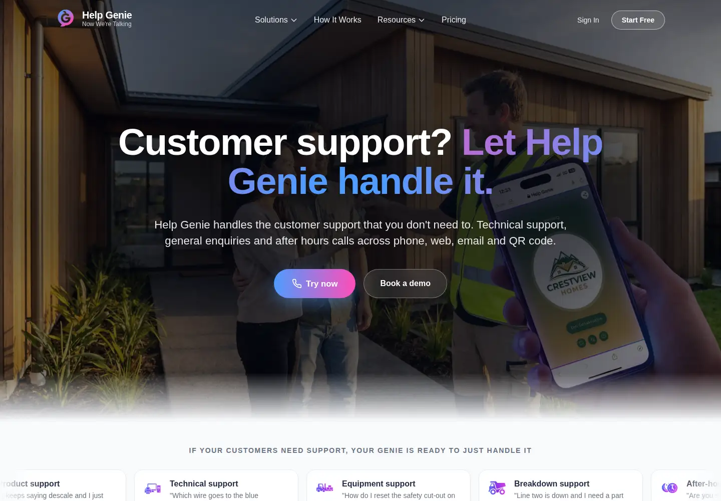 Captured homepage of helpgenie.ai in the current scan