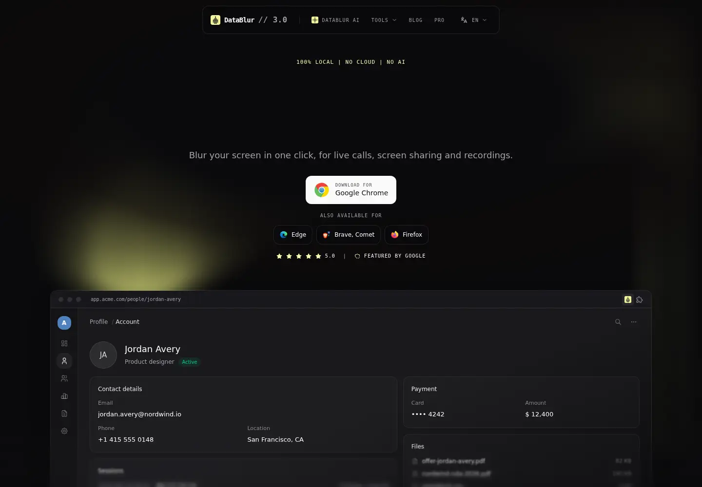 Screenshot of datablur.app