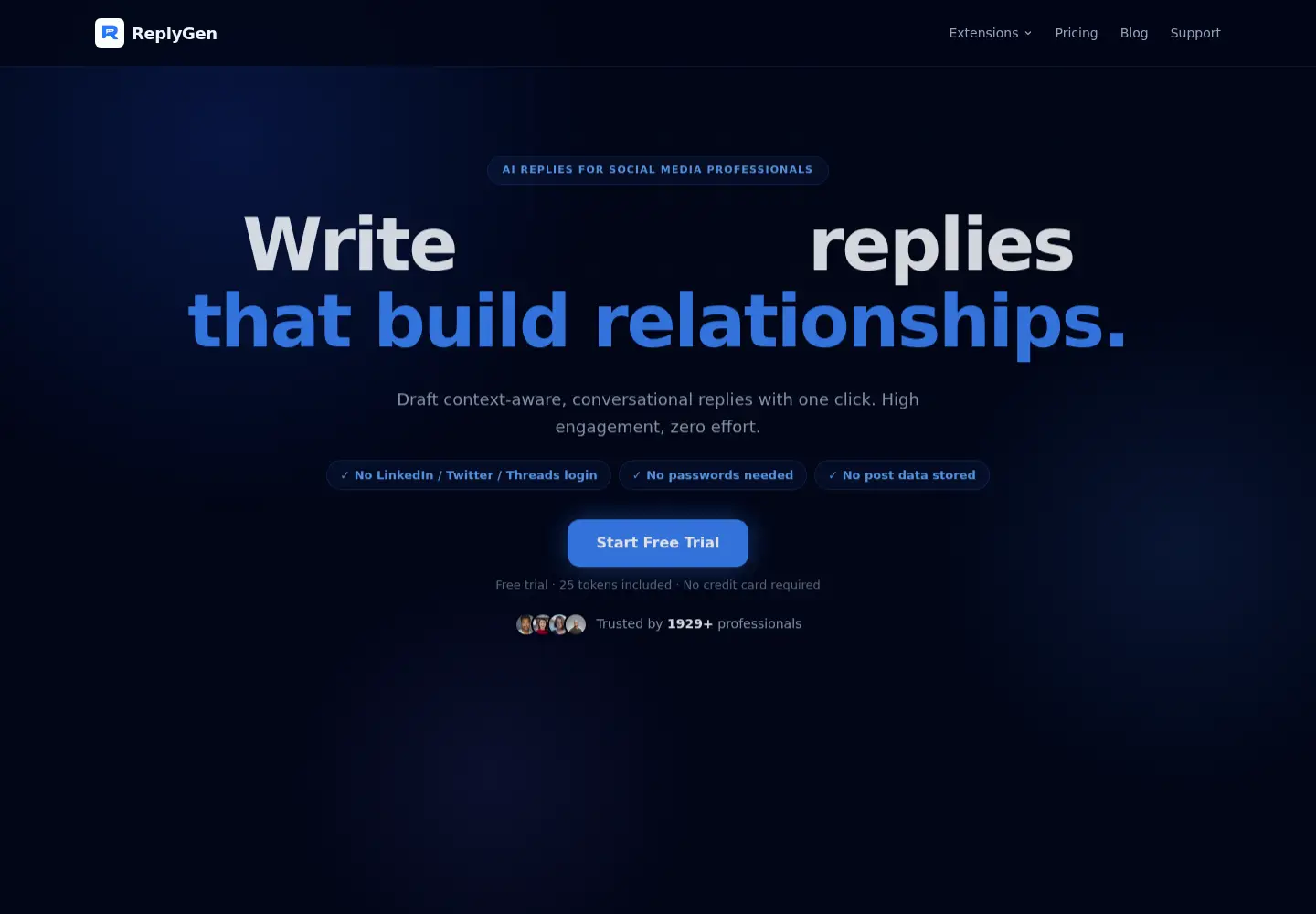 Screenshot of replygen.app