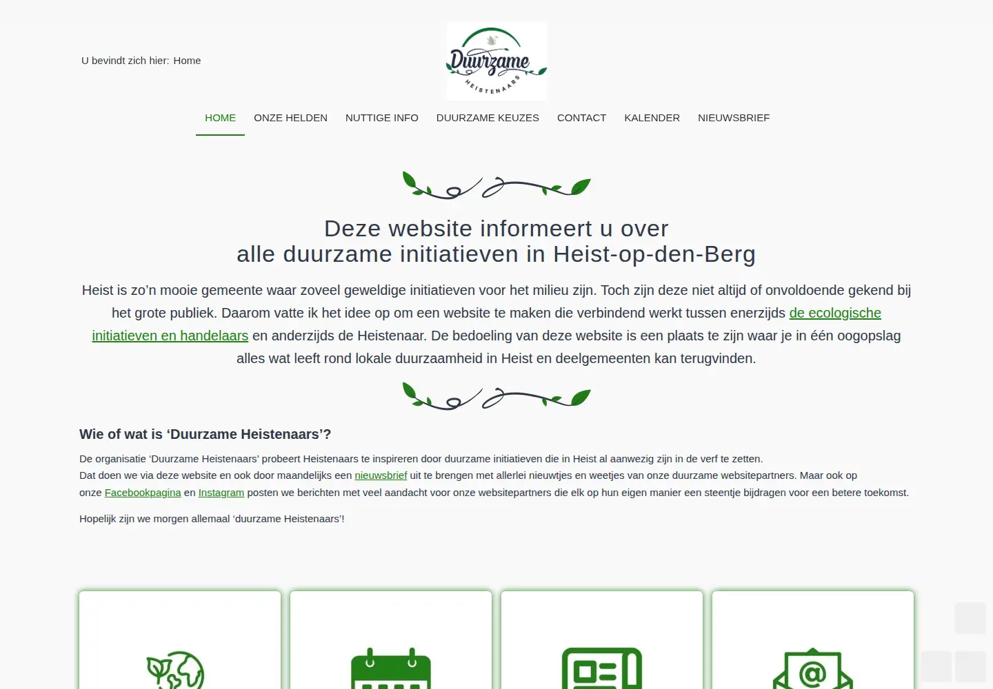 Captured homepage of duurzameheistenaars.be in the current scan