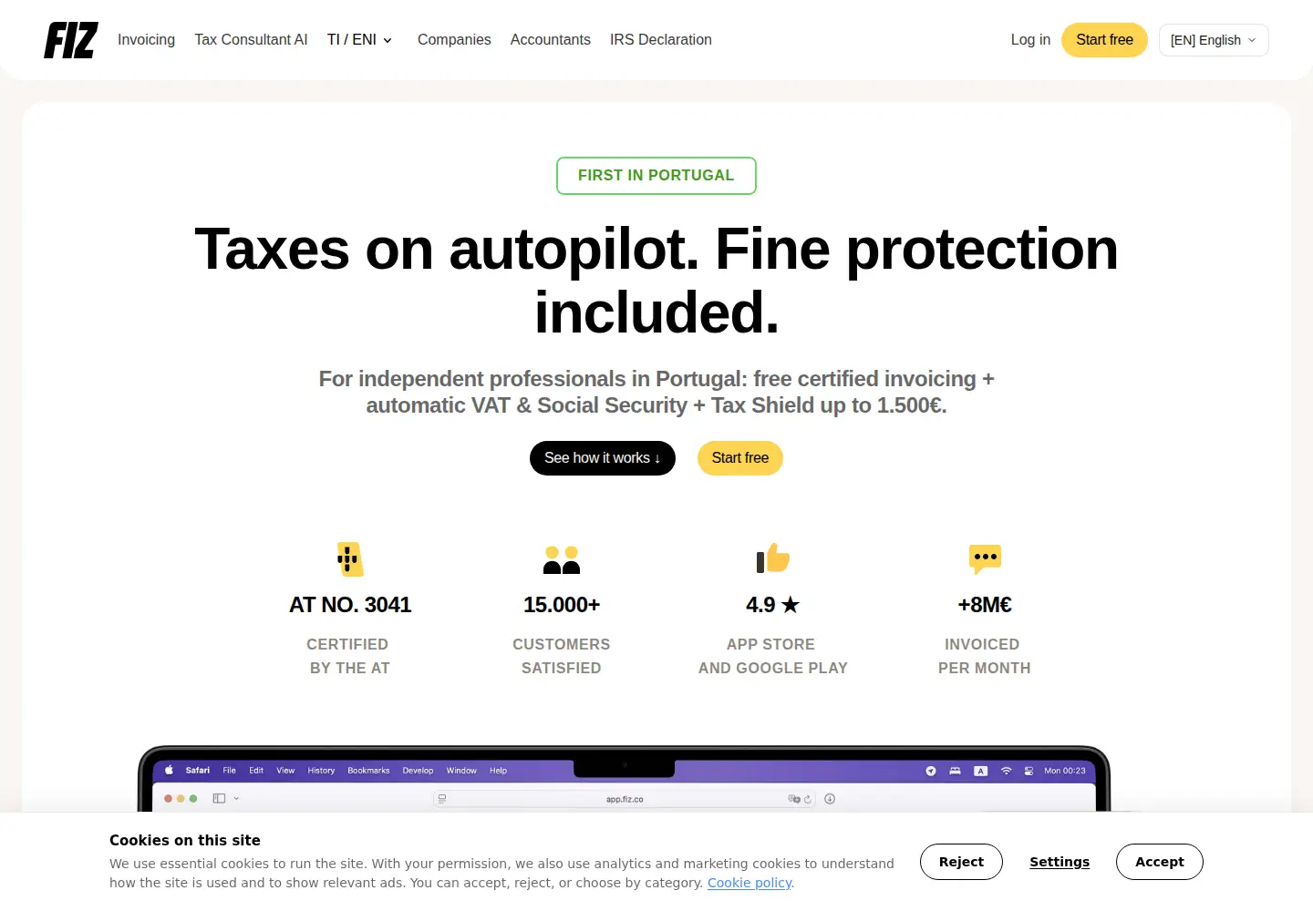 Screenshot of fiz.co