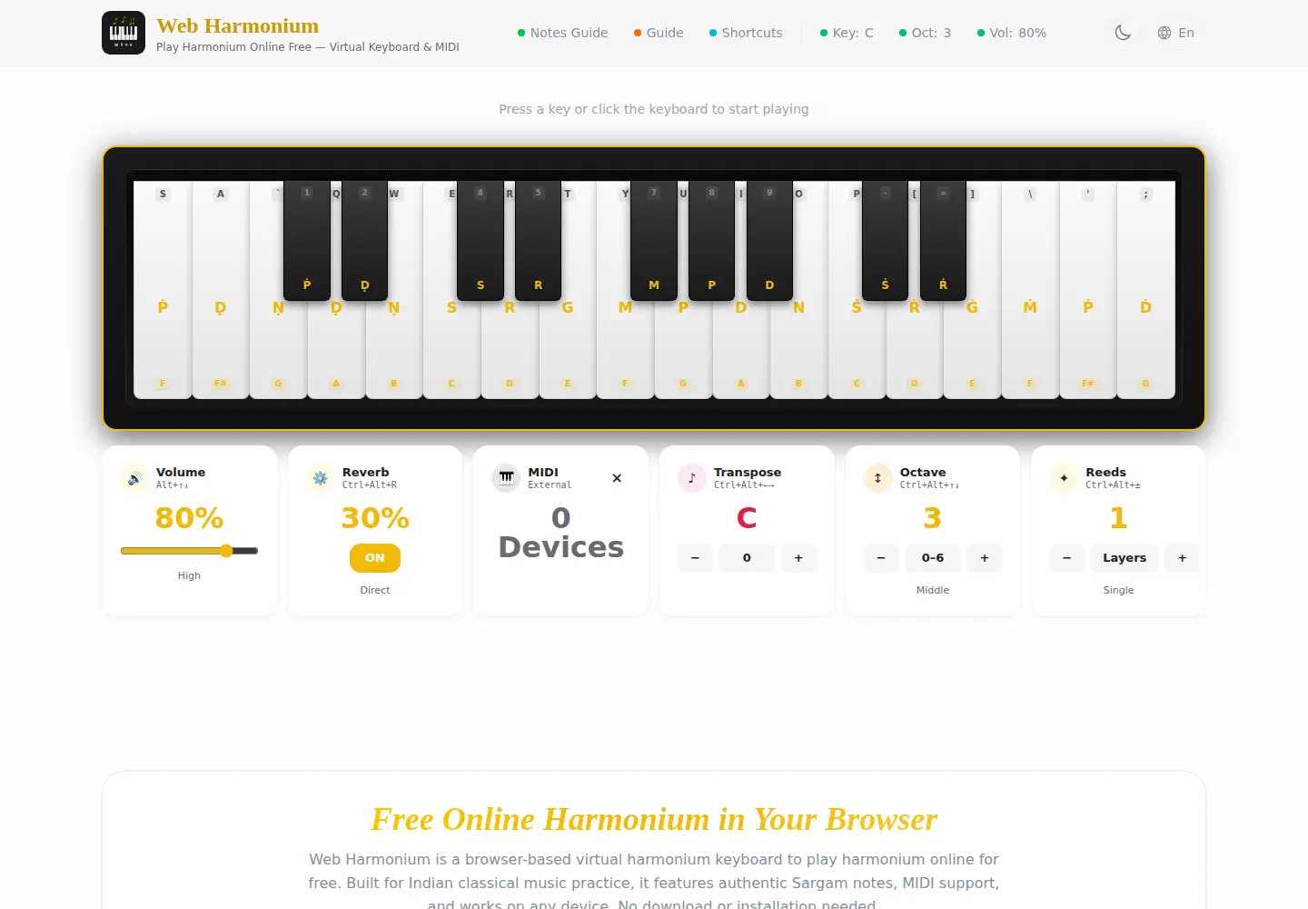 Screenshot of aiharmonium.com