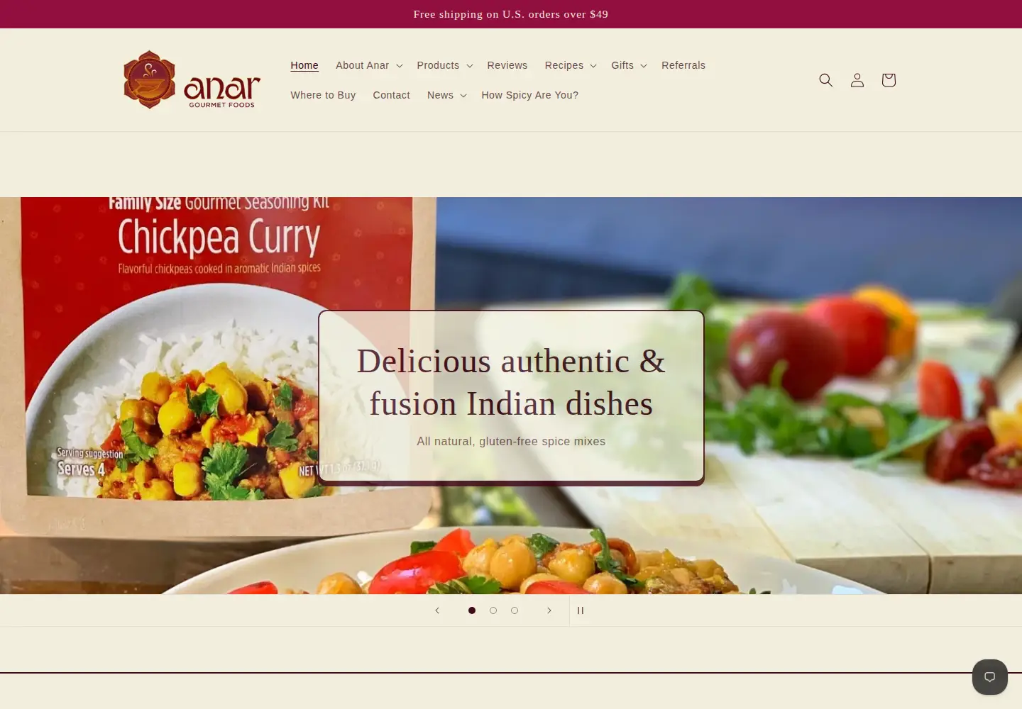 Screenshot of anargourmetfoods.com