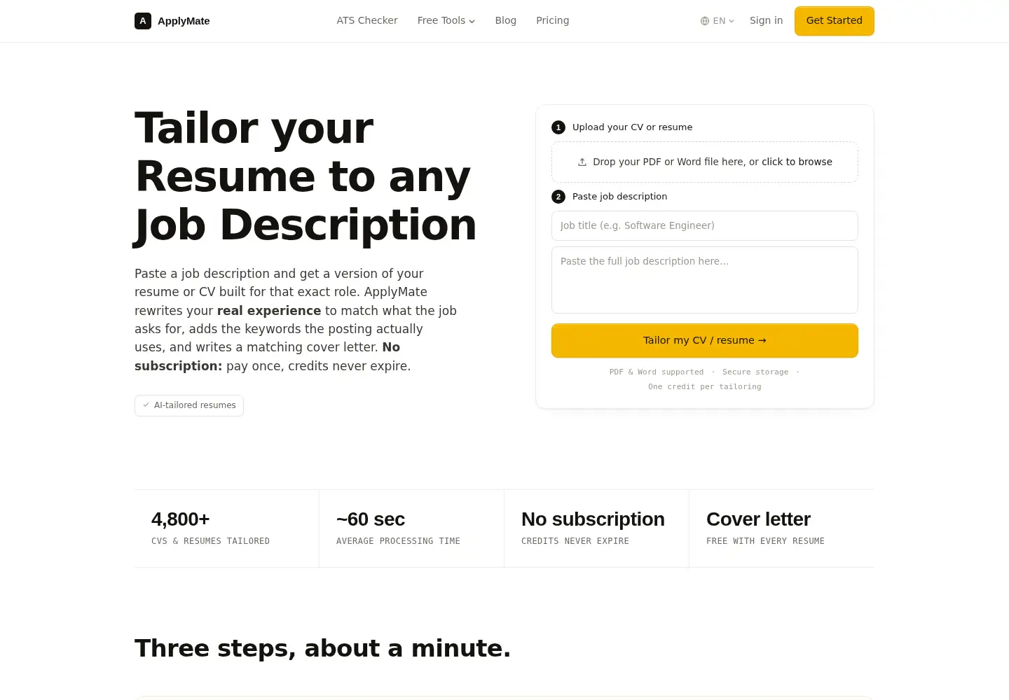 Screenshot of apply-mate.com