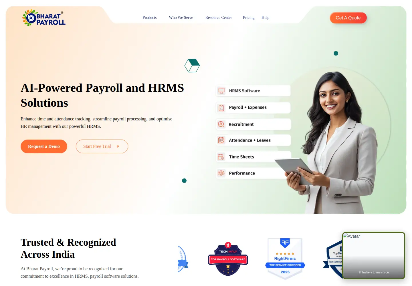 Screenshot of bharatpayroll.com
