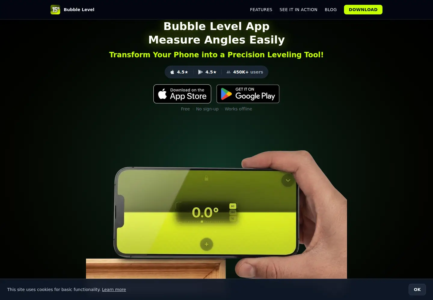 Screenshot of bubblelevelapp.com