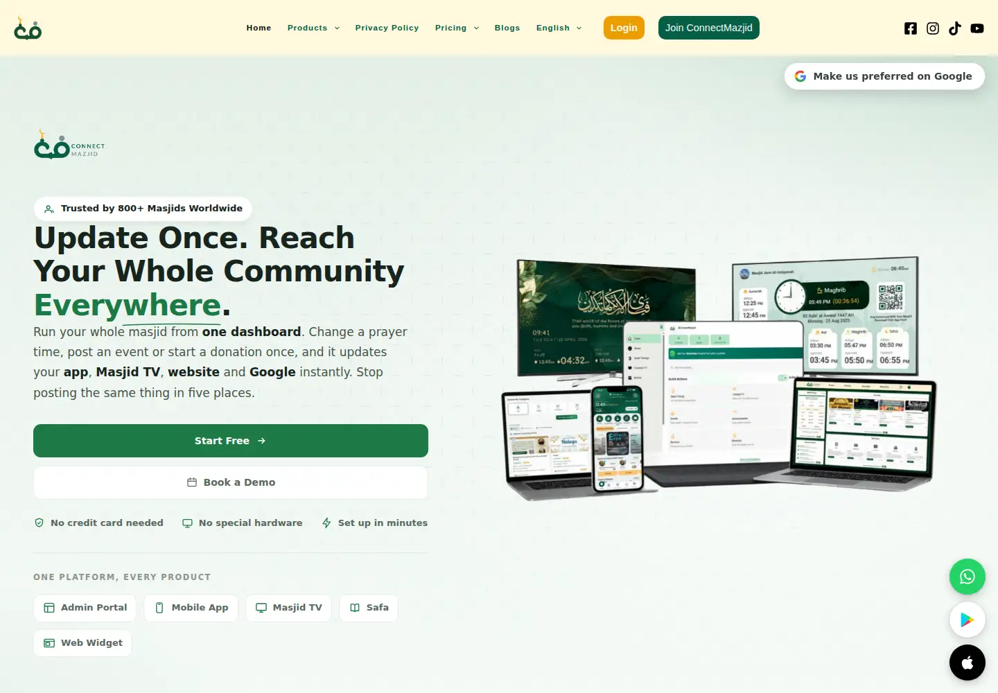 Captured homepage of connectmazjid.com in the current scan