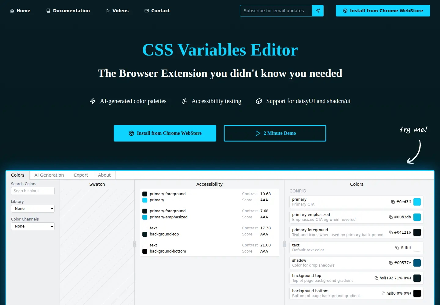 Screenshot of cssvariables.com