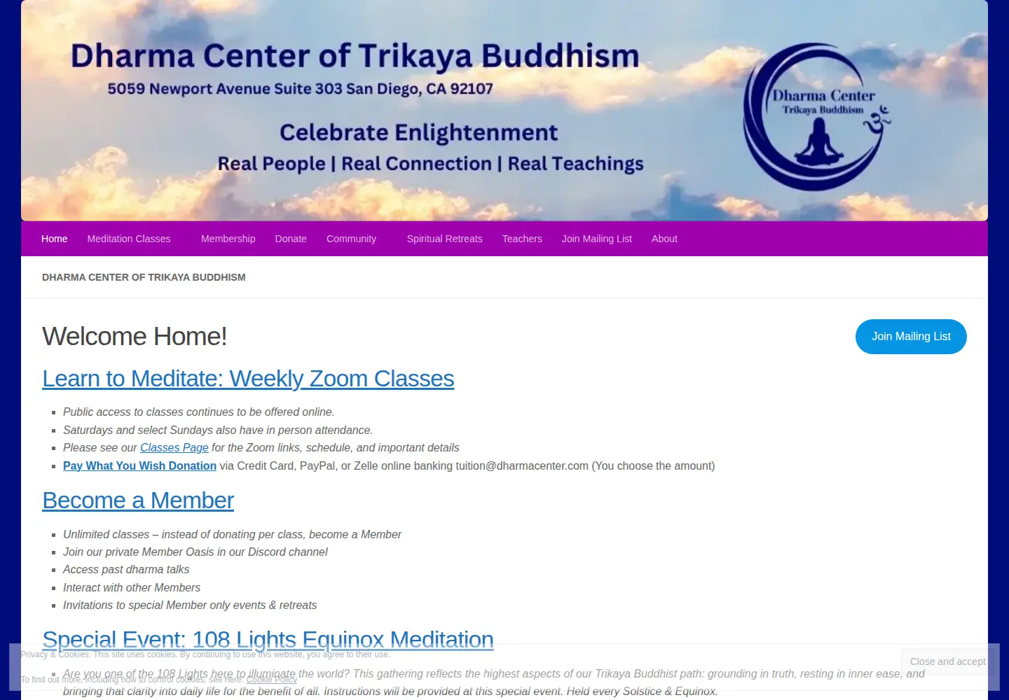 Screenshot of dharmacenter.com