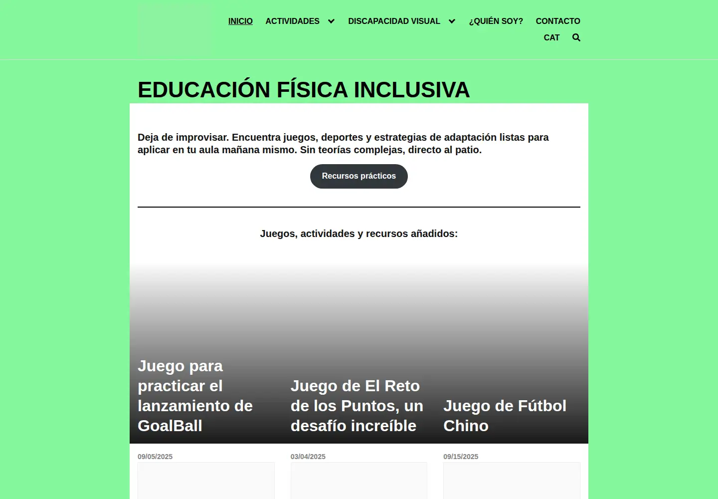 Screenshot of educacionfisicainclusiva.com
