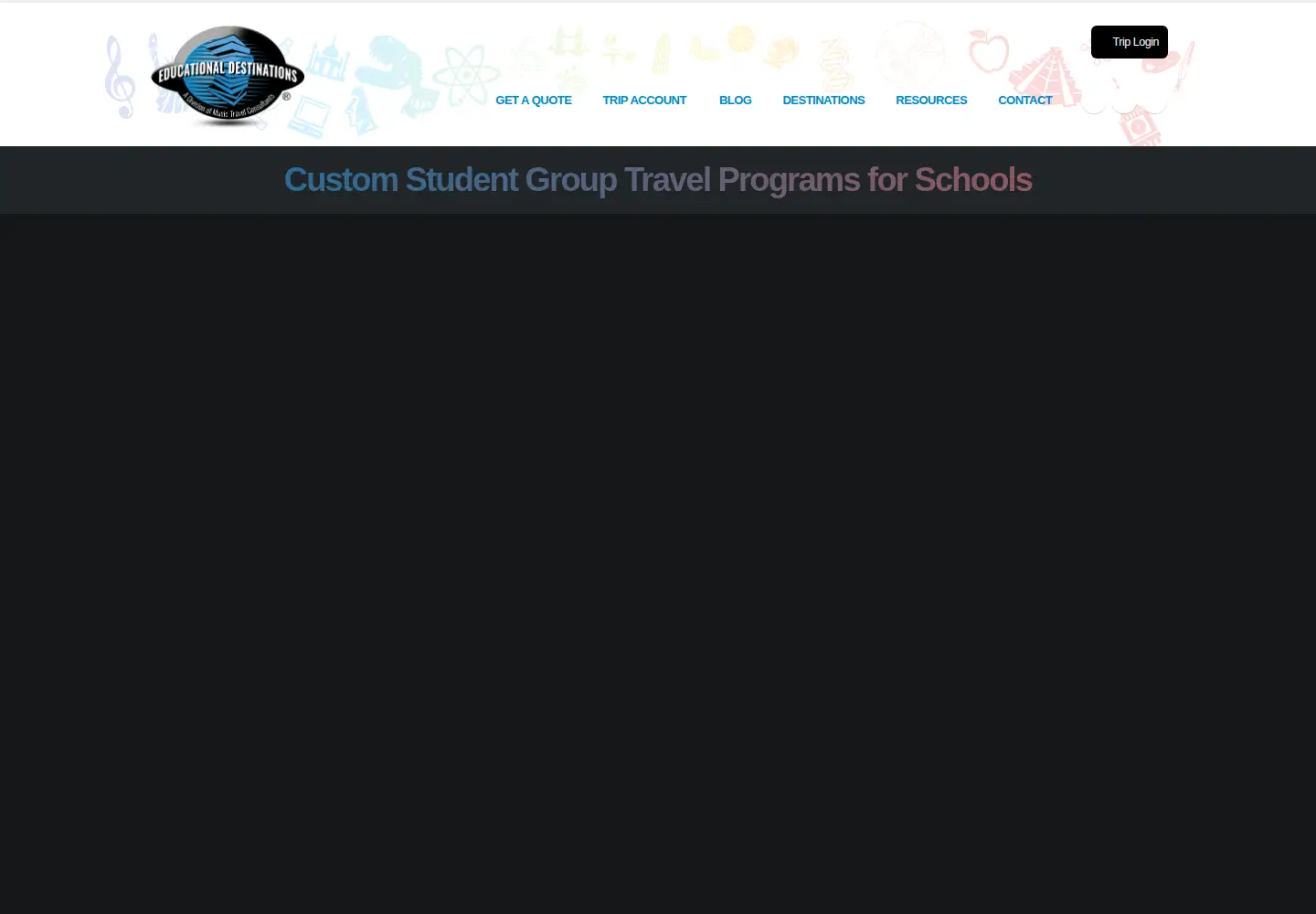 Captured homepage of educationaldestinations.com in the current scan