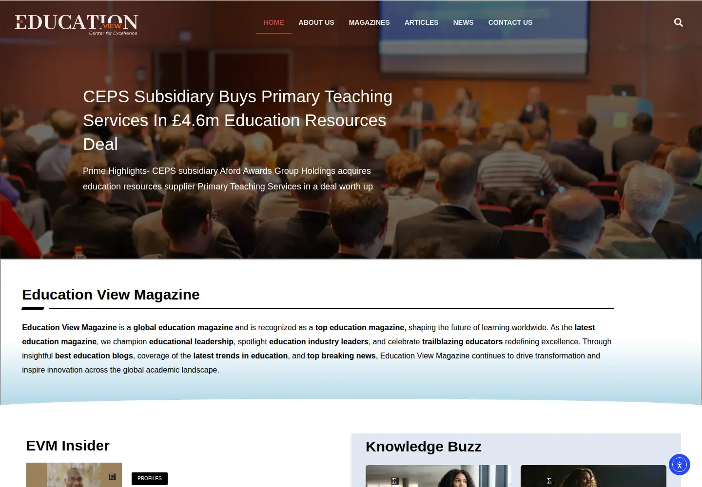 Captured homepage of educationviewmagazine.com in the current scan