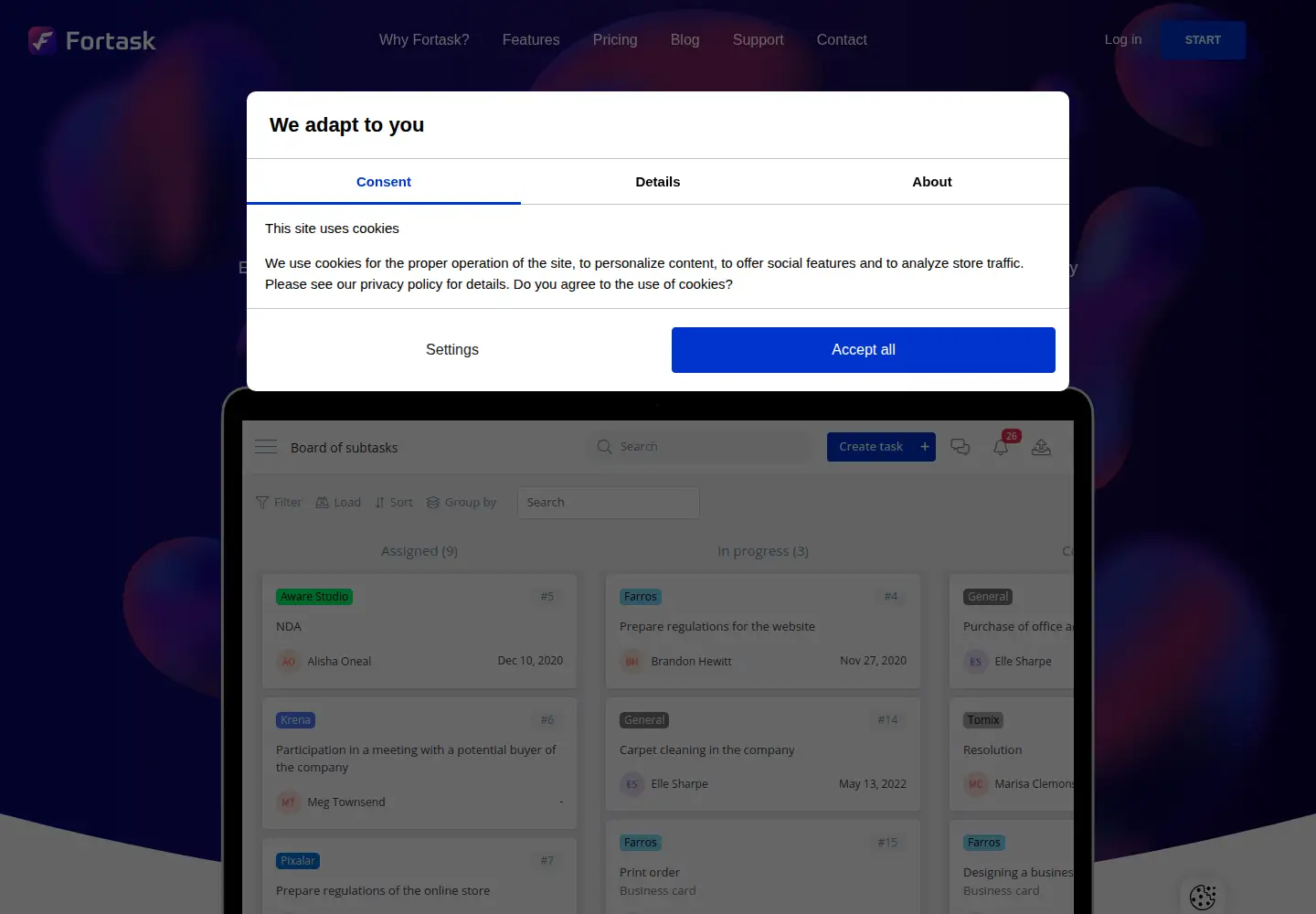 Screenshot of fortask.com