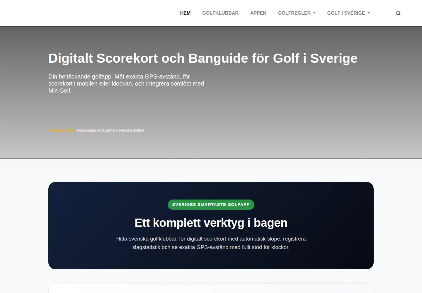 Captured homepage of golfisverige.com in the current scan
