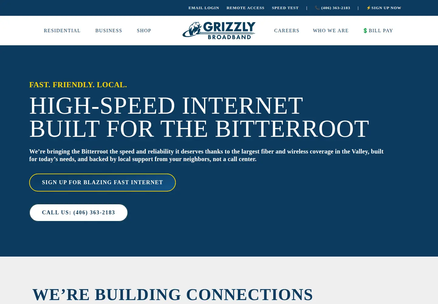 Captured homepage of grizzlybb.com in the current scan