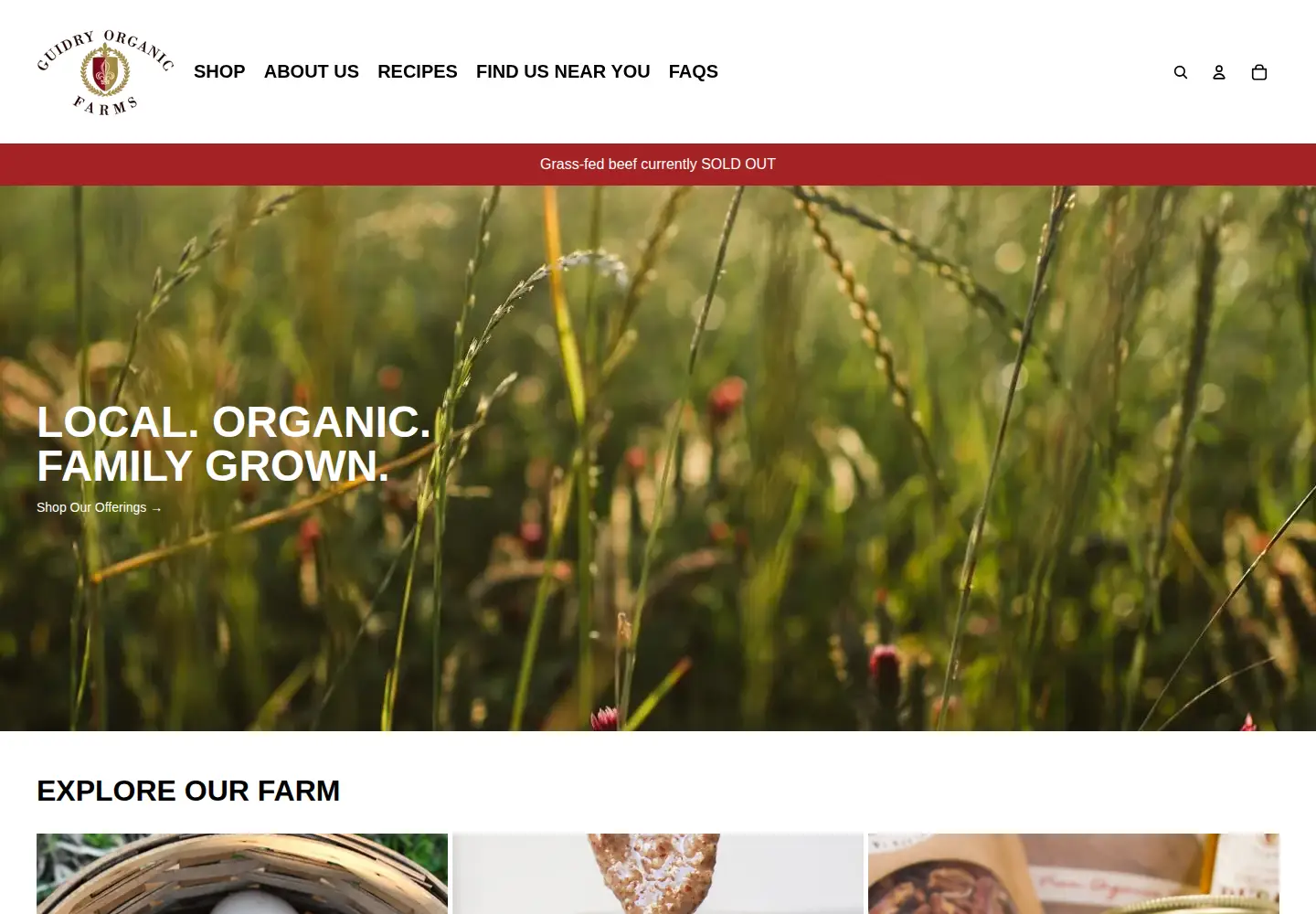 Captured homepage of guidryorganicfarms.com in the current scan