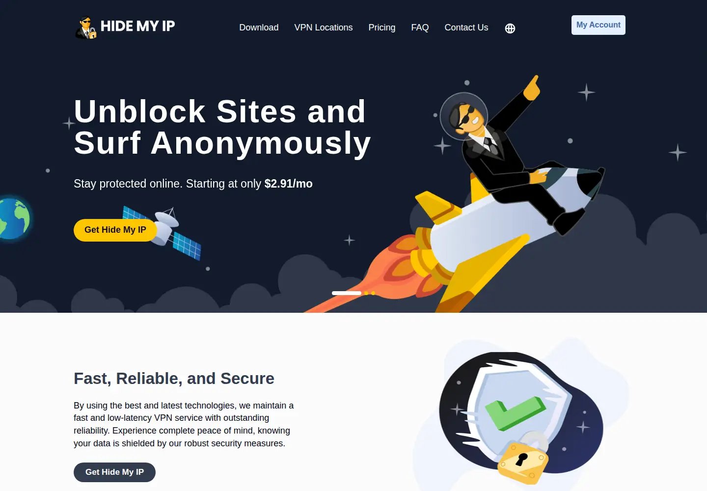 Screenshot of hidemyip.com