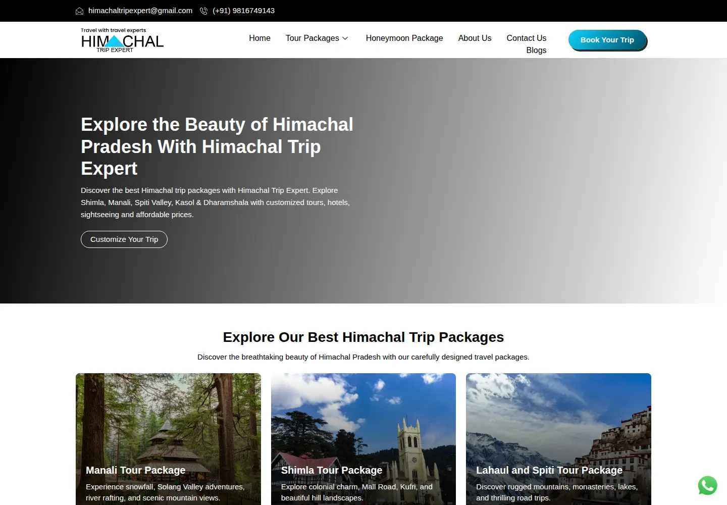 Screenshot of himachaltripexpert.com