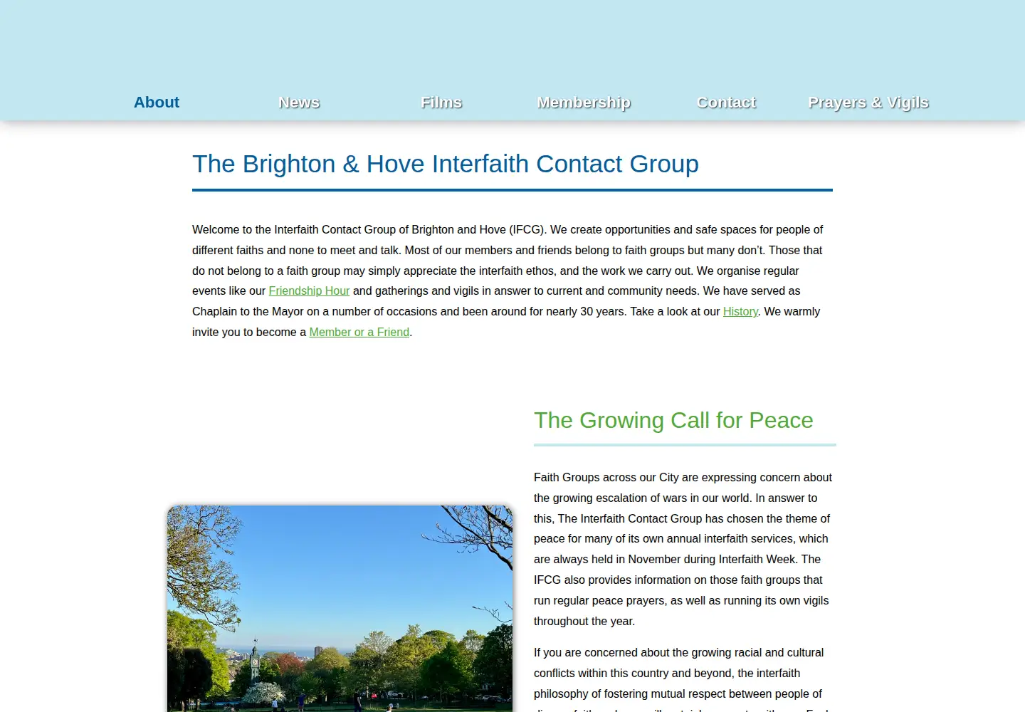 Captured homepage of interfaithcontactgroup.com in the current scan