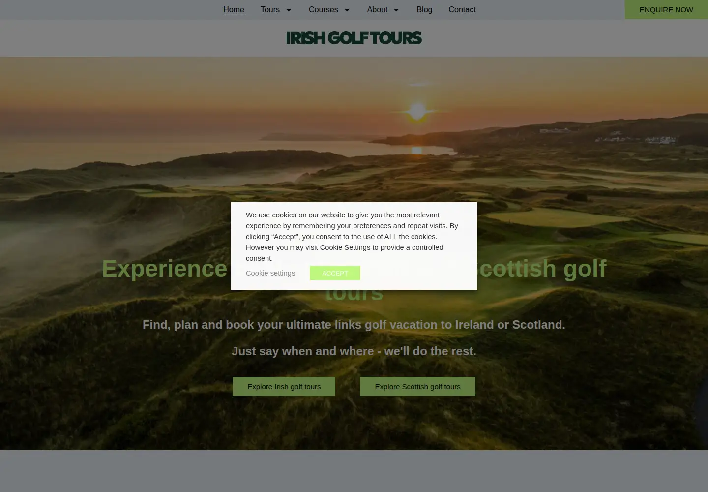 Screenshot of irishgolftours.com